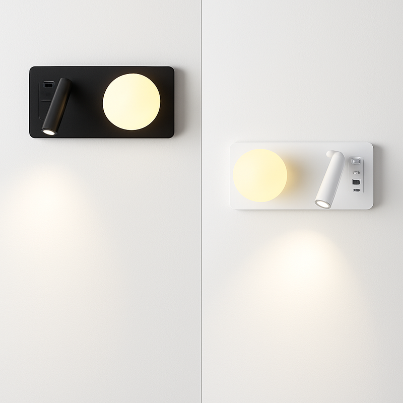 applique murale moderne avec double interrupteur et port usb