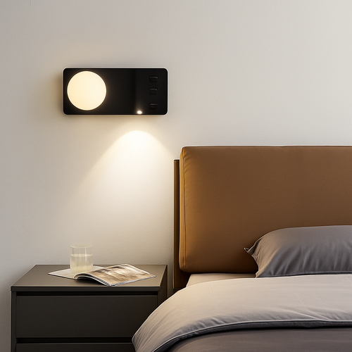 applique murale moderne avec double interrupteur et port usb - vue 4 sur 10