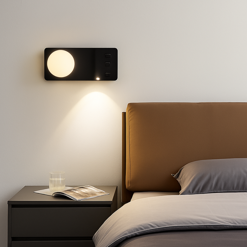 applique murale moderne avec double interrupteur et port usb