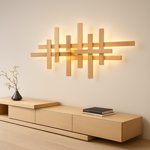 applique murale moderne en bois avec éclairage led artistique