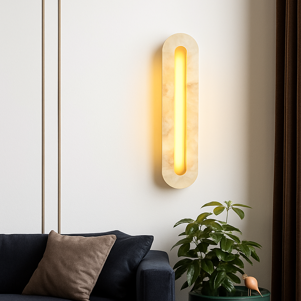 applique murale moderne en cuivre et marbre design élégant - vue 2 sur 10