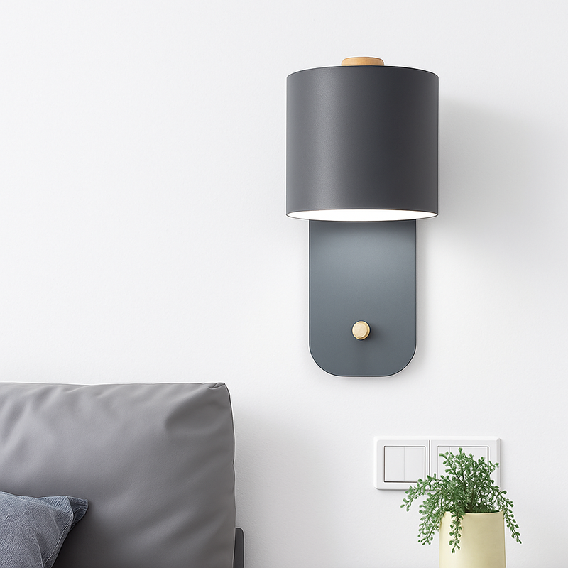 Applique murale moderne LED aux formes arrondies en métal et bois Nordic