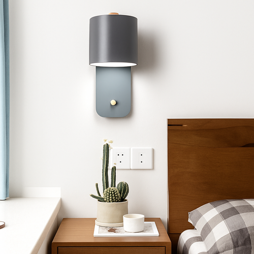 Applique murale moderne LED aux formes arrondies en métal et bois Nordic - vue 4 sur 8