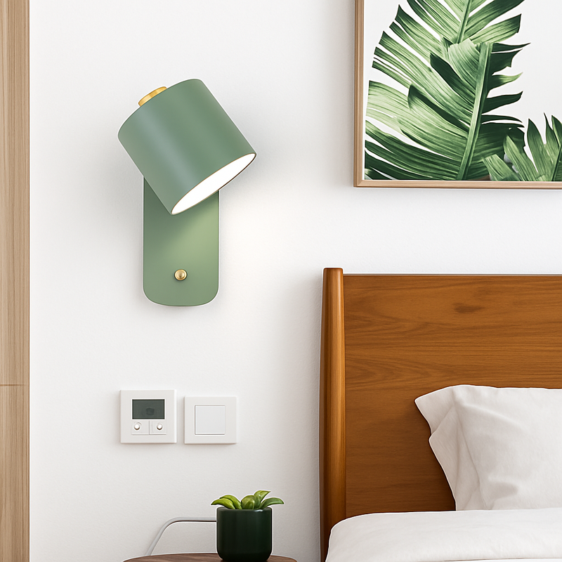 Applique murale moderne LED aux formes arrondies en métal et bois Nordic