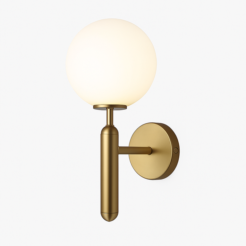 Applique murale moderne LED avec boule en verre et support cylindrique Sconce