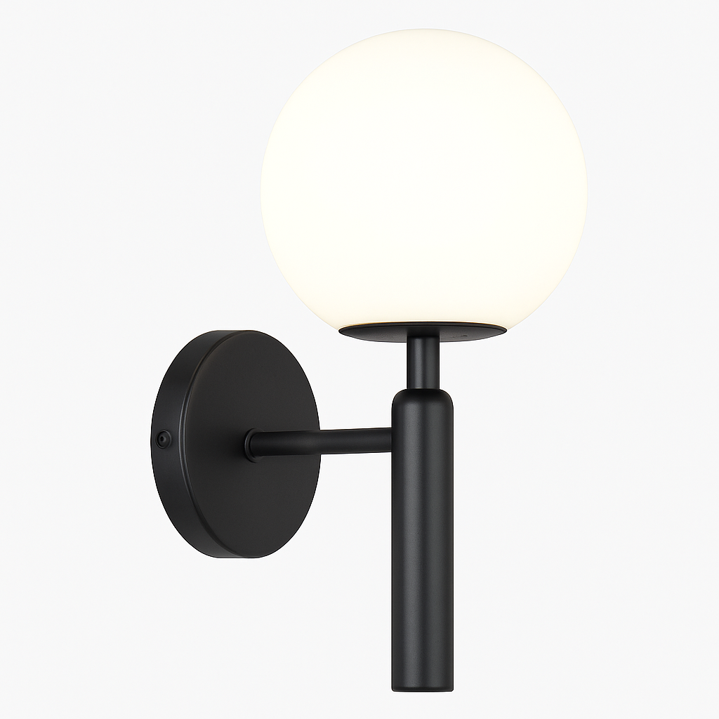 Applique murale moderne LED avec boule en verre et support cylindrique Sconce - vue 4 sur 8