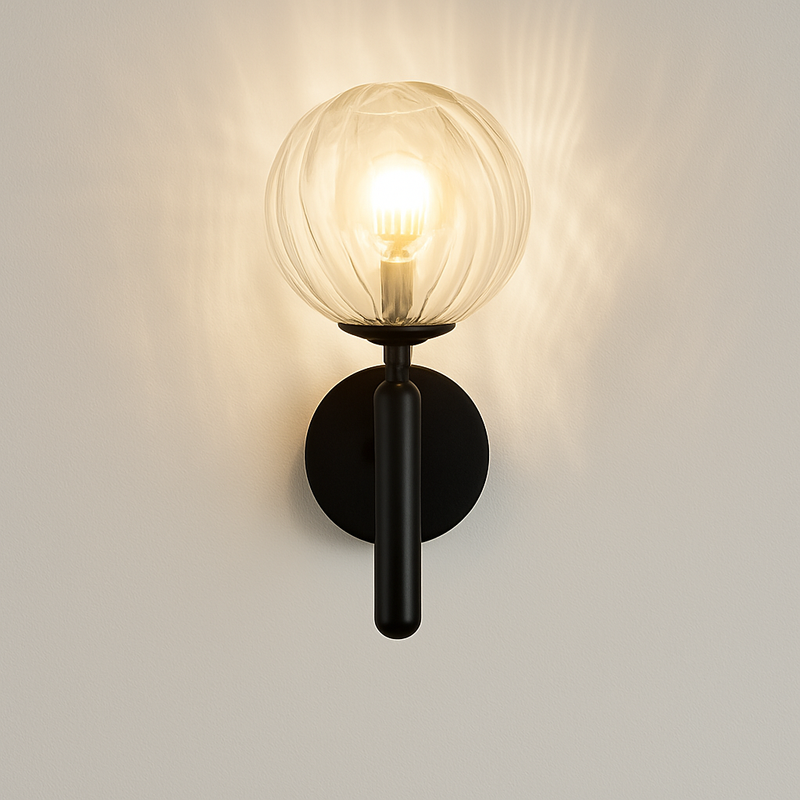 Applique murale moderne LED avec boule en verre et support cylindrique Sconce