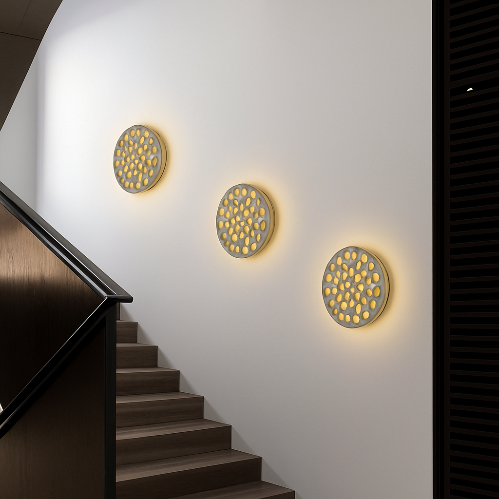 Applique murale moderne LED circulaire style carrelage Ezra - vue 3 sur 9