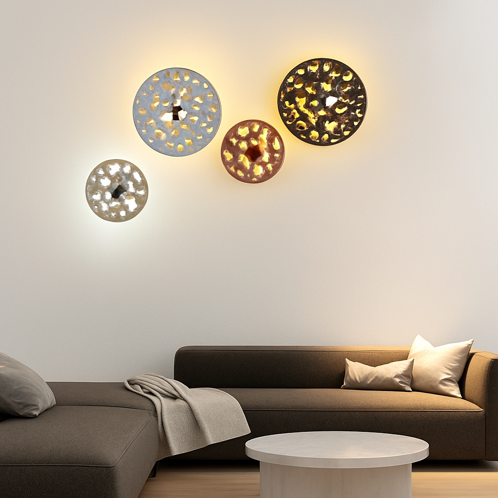 Applique murale moderne LED circulaire style carrelage Ezra - vue 4 sur 9