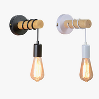 Modern minimalist nordic loft wood and iron wall light
