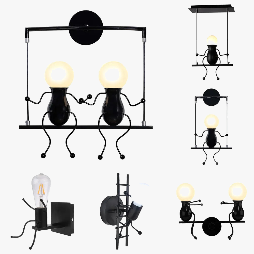 applique murale moderne petit homme led pour enfants