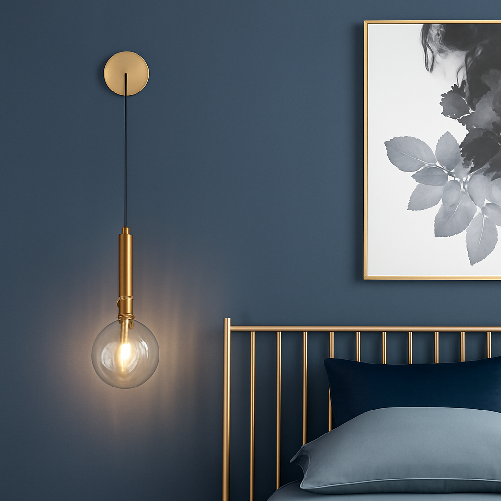 Applique murale modernes boule verre nordique laiton/noir. - vue 4 sur 10