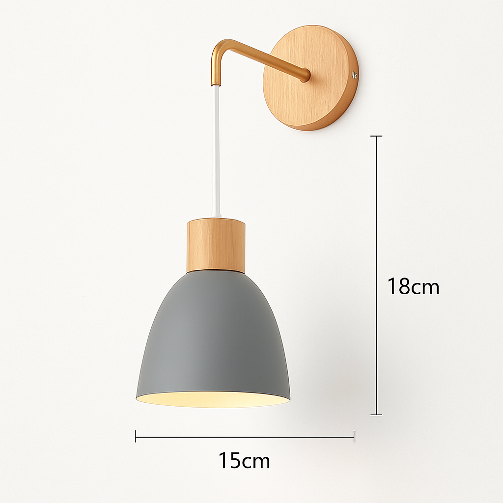 Applique murale nordique en bois avec interrupteur - vue 7 sur 15