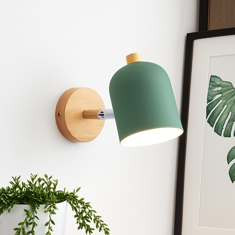 applique murale nordique en bois éclairage lecture design élégant