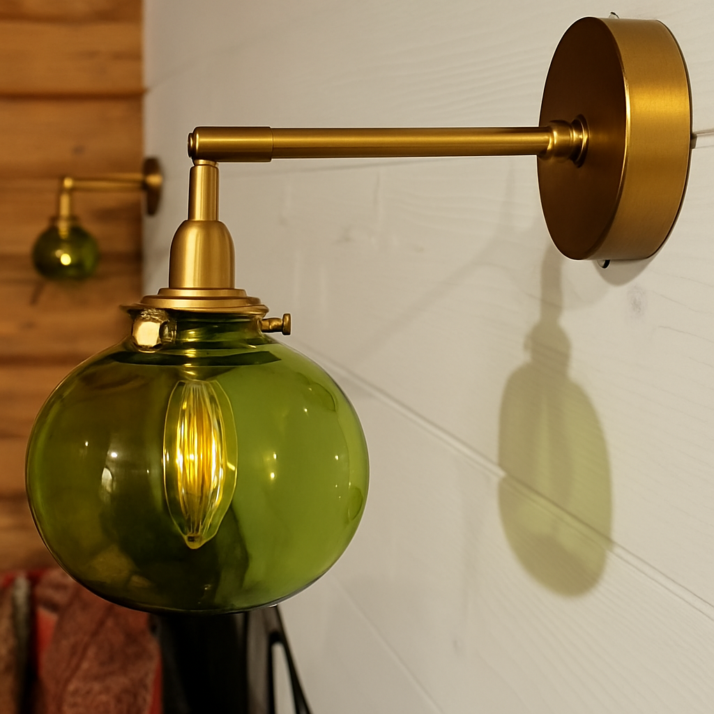 applique murale nordique en verre et laiton avec miroir à led - vue 3 sur 23