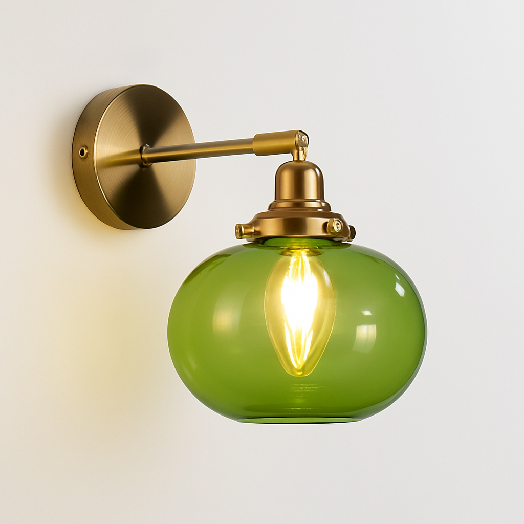 applique murale nordique en verre et laiton avec miroir à led - vue 16 sur 23