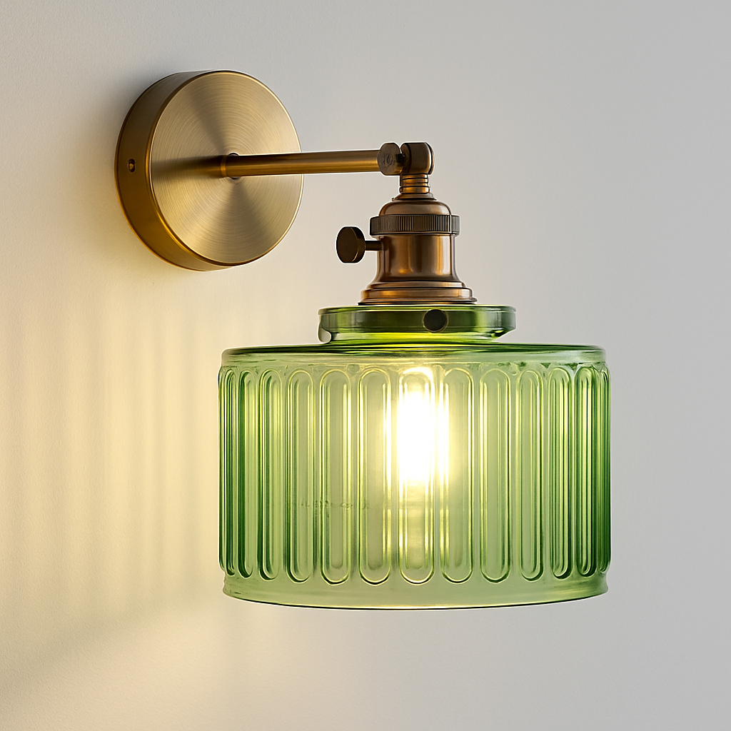 applique murale nordique en verre et laiton avec miroir à led - vue 17 sur 23