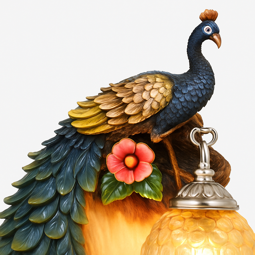 applique murale oiseaux paons en résine pour décoration intérieure - vue 4 sur 12