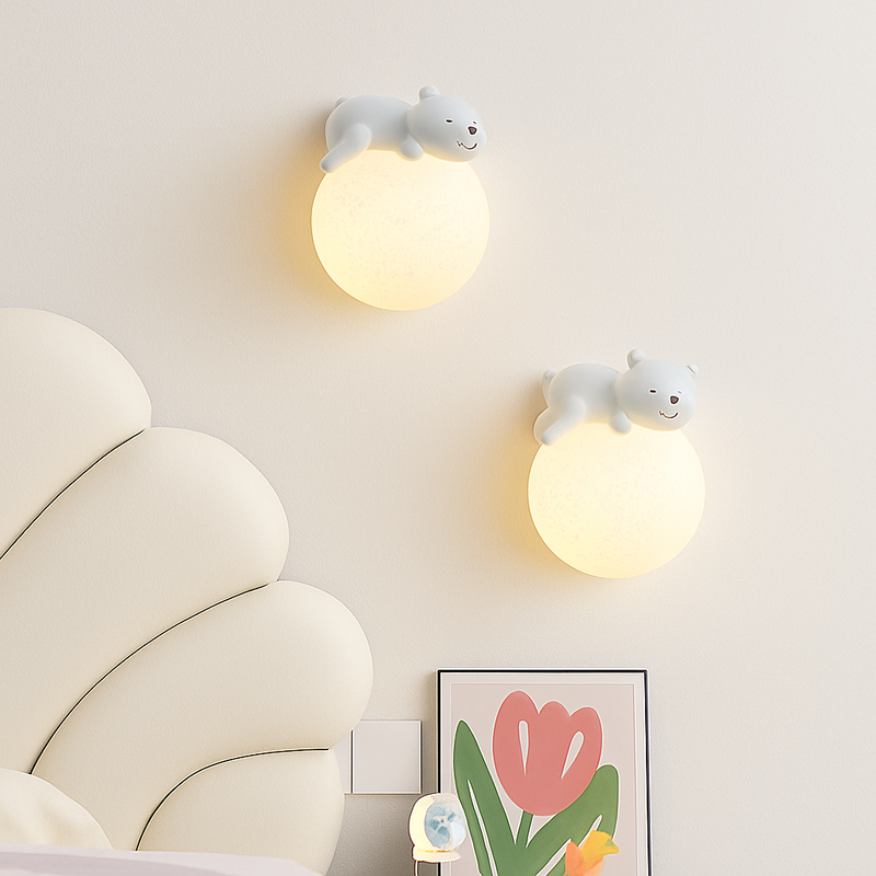 applique murale ours et lune pour éclairage de chevet enfant