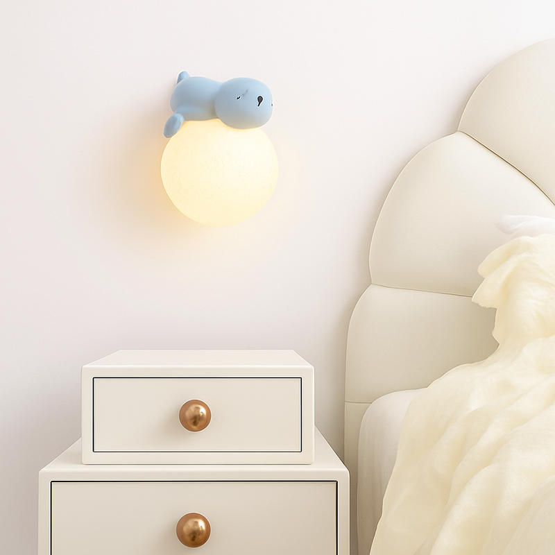 applique murale ours et lune pour éclairage de chevet enfant