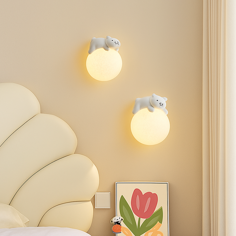 applique murale ours lune chambre chevet lapin astronaute animal garçon fille bébé veilleuses