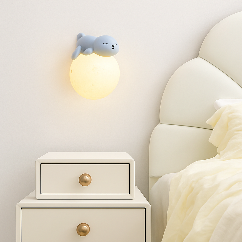 applique murale ours lune chambre chevet lapin astronaute animal garçon fille bébé veilleuses