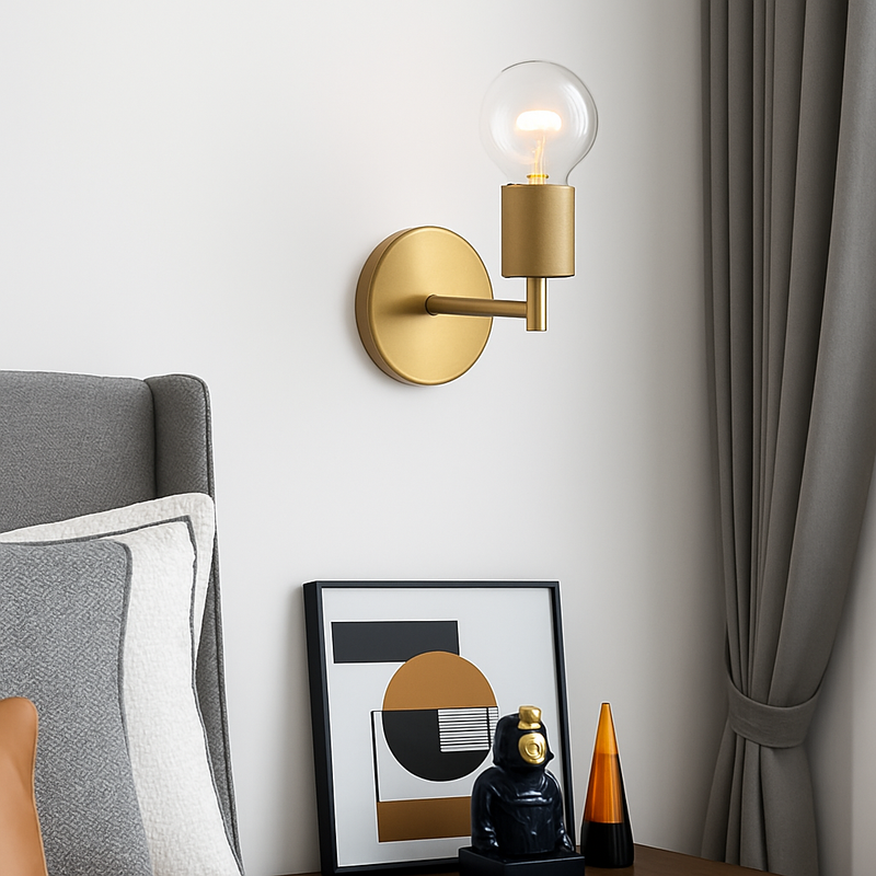 applique murale post-moderne dorée en verre pour éclairage domestique