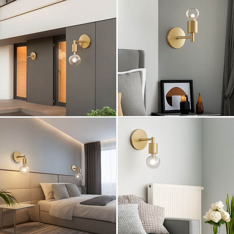 applique murale post-moderne dorée en verre pour éclairage domestique