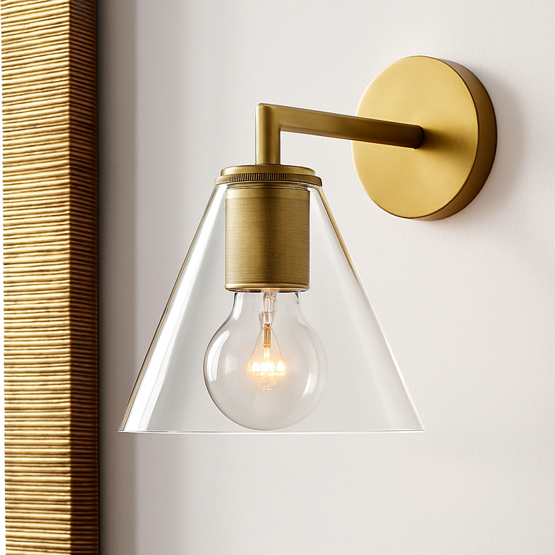 applique murale post-moderne dorée en verre pour éclairage domestique