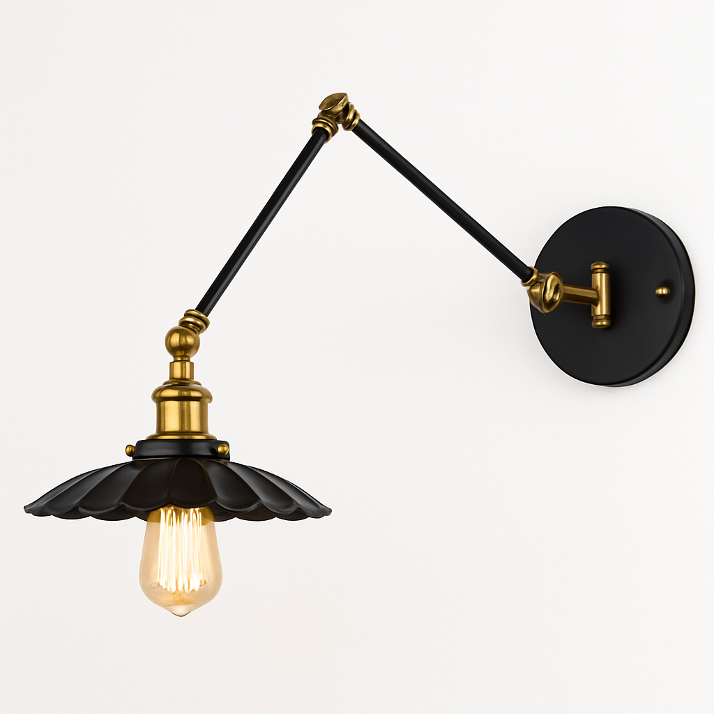 applique murale réglable longue style loft vintage avec led - vue 5 sur 10
