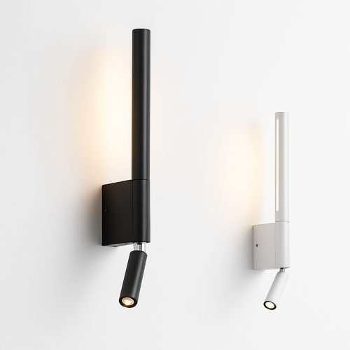 Adjustable 330 degree rotating wall light with reading lamp switch, minimalist nordic hotel and master bedroom