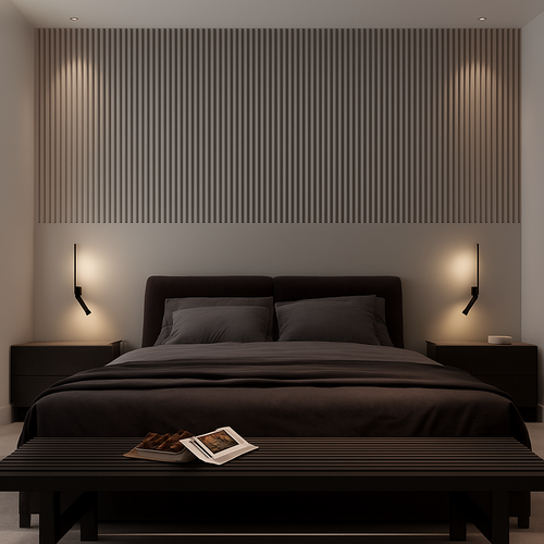 Adjustable 330 degree rotating wall light with reading lamp switch, minimalist nordic hotel and master bedroom - vue 3 sur 8