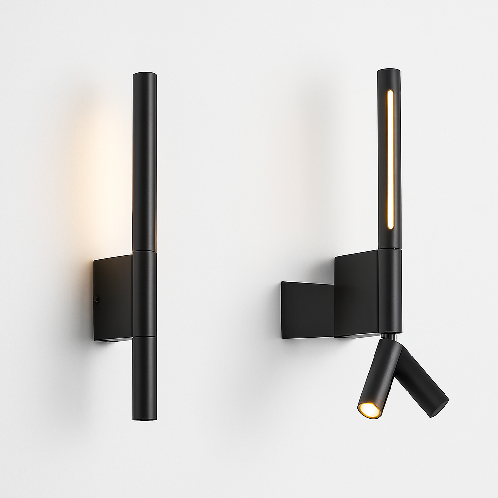 Adjustable 330 degree rotating wall light with reading lamp switch, minimalist nordic hotel and master bedroom - vue 5 sur 8