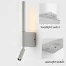 Adjustable 330 degree rotating wall light with reading lamp switch, minimalist nordic hotel and master bedroom