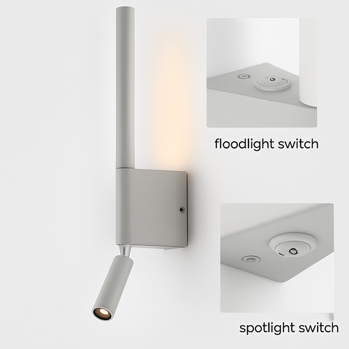 Adjustable 330 degree rotating wall light with reading lamp switch, minimalist nordic hotel and master bedroom - vue 6 sur 8