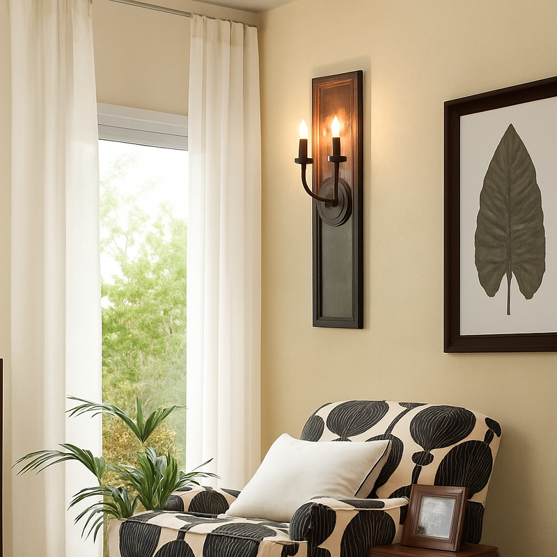 applique murale rétro américaine cadre miroir bois lampe bougie ancienne