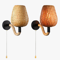 Retro rattan and hemp rope wall light vintage