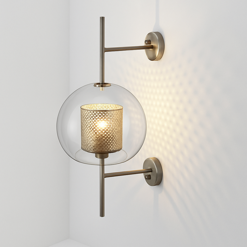 Applique murale rétro en verre et métal