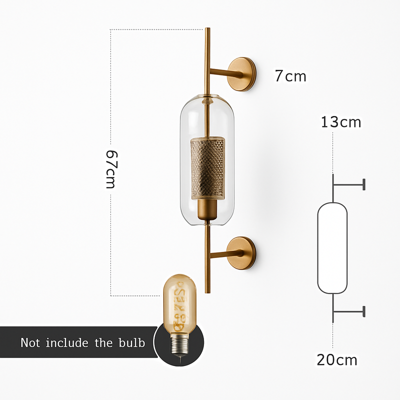 Applique murale rétro en verre et métal
