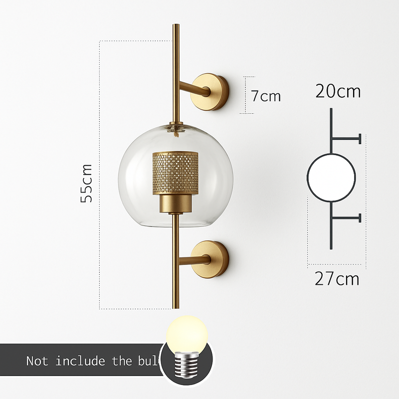 Applique murale rétro en verre et métal
