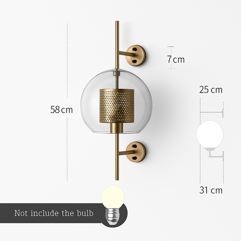 Applique murale rétro en verre et métal