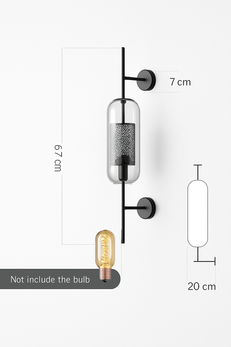 Applique murale rétro en verre et métal