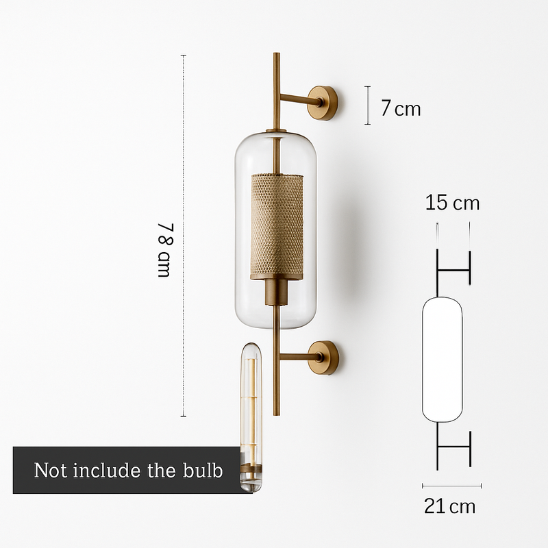 Applique murale rétro en verre et métal