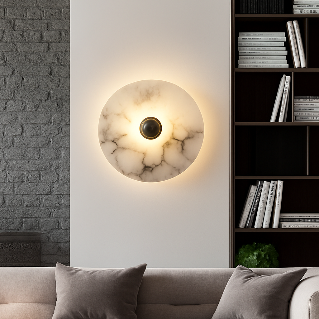 applique murale ronde en marbre pour décoration intérieure - vue 4 sur 14
