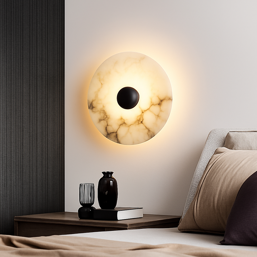 applique murale ronde en marbre pour décoration intérieure - vue 5 sur 14