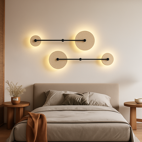 applique murale ronde japonaise en travertin à led pour éclairage d'ambiance - vue 2 sur 11