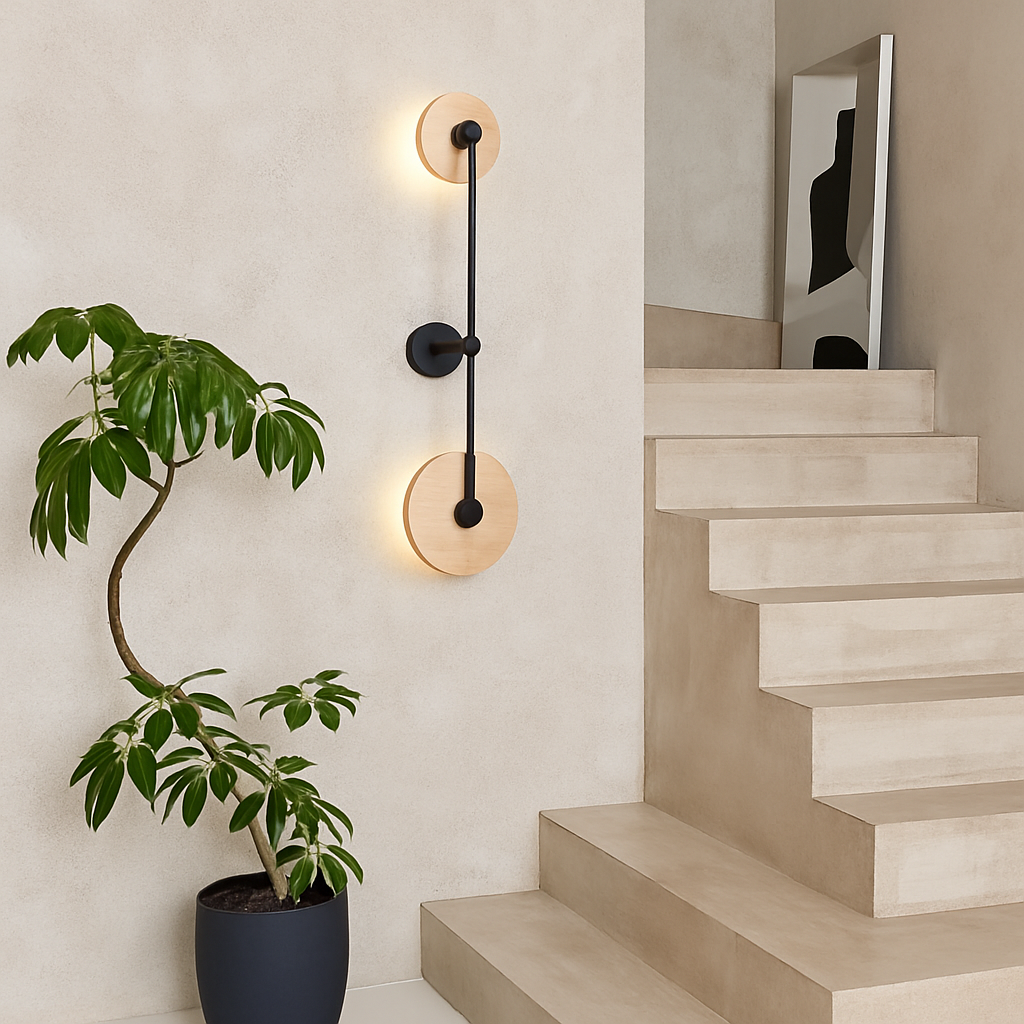 applique murale ronde japonaise en travertin à led pour éclairage d'ambiance - vue 3 sur 11