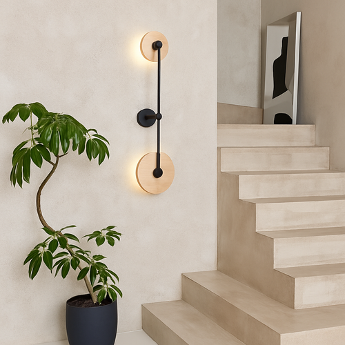 applique murale ronde japonaise en travertin à led pour éclairage d'ambiance - vue 3 sur 11