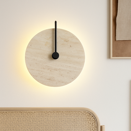 applique murale ronde japonaise en travertin à led pour éclairage d'ambiance - vue 5 sur 11