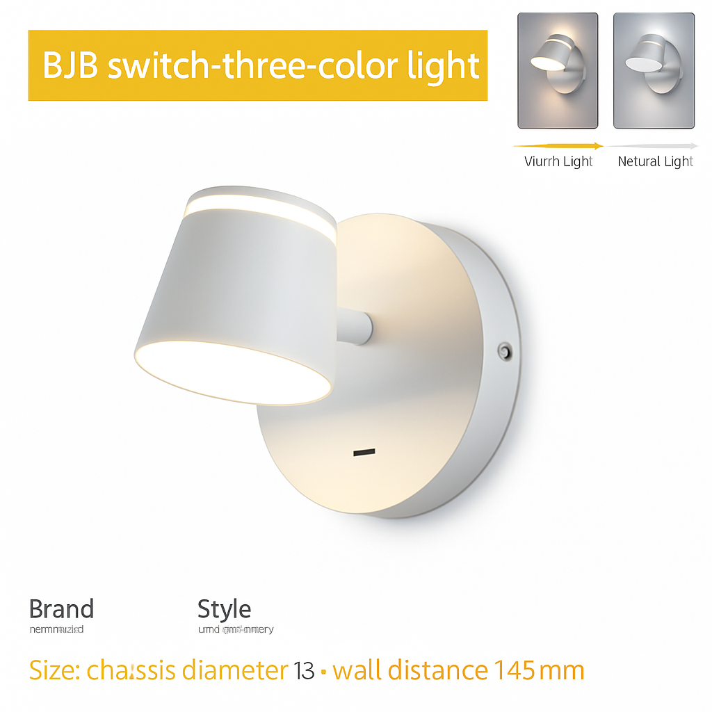 applique murale rotative nordique avec interrupteur lampe de lecture led réglable - vue 4 sur 23